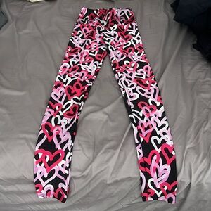 GoldSheep heart patterned leggings sz XS